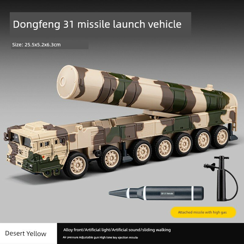 Камуфляжно-коричневая масштабная модель пусковой установки ракеты DF-31 с алюминиевыми деталями коллекционная военная
