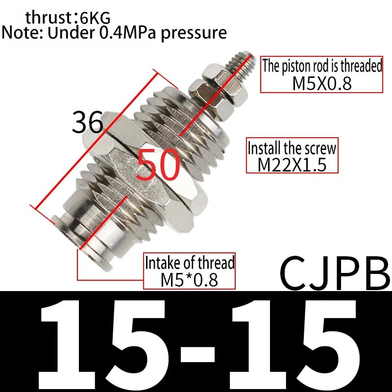 Пневматический цилиндр CJPB 15-15, Thrust: 6KG, M5x0.8