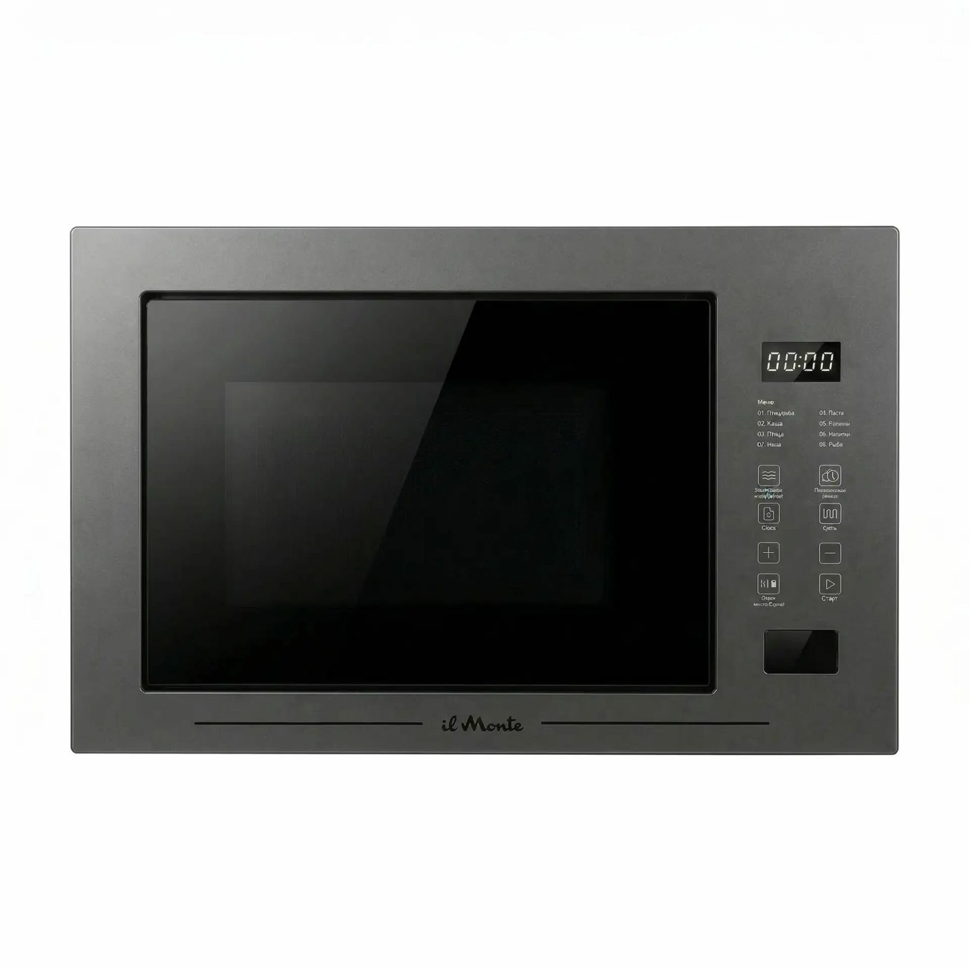 Микроволновая печь, Встраиваемая, 60 см, Матовое стекло, 25 л, il Monte MWO-B2502-M-BL, Черный Матовый