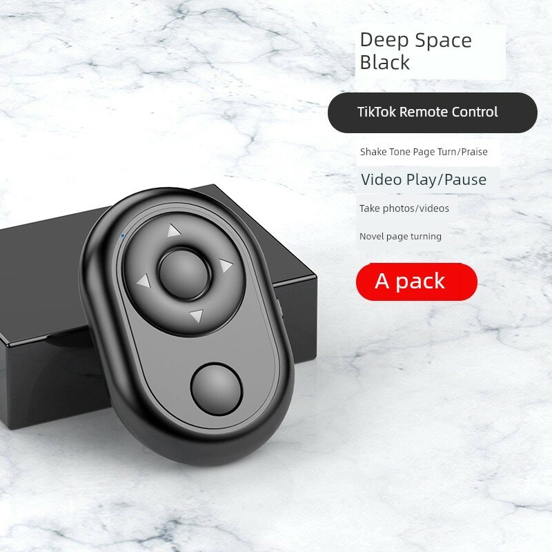Улучшенный Bluetooth-пульт для TikTok, смартфонов и планшетов, черный, одиночная упаковка, функции прокрутки, лайка,