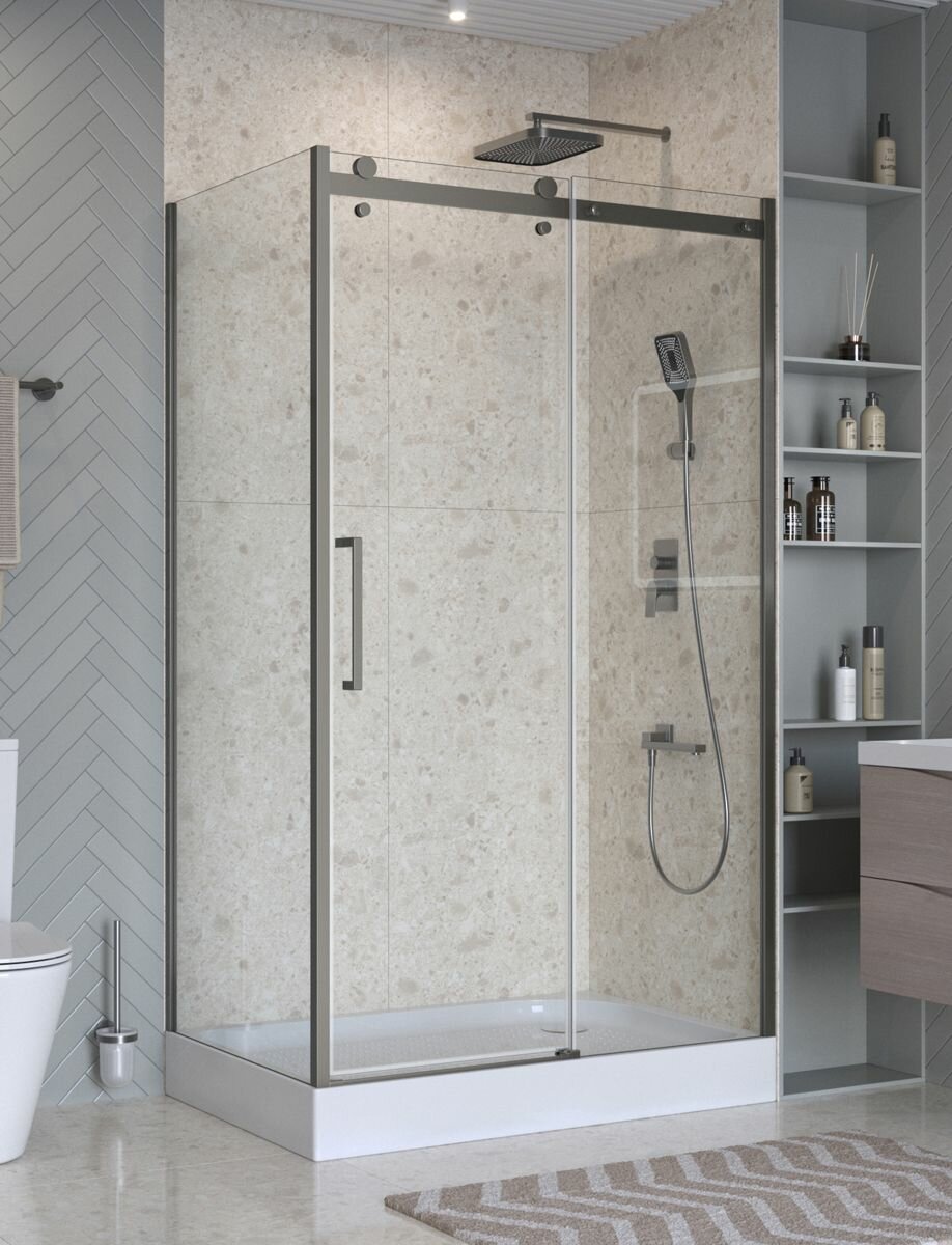 Душевой уголок BelBagno Marino MARINO-2-AH-1-120/80-C-GM 120x80 профиль оружейная сталь стекло прозрачное