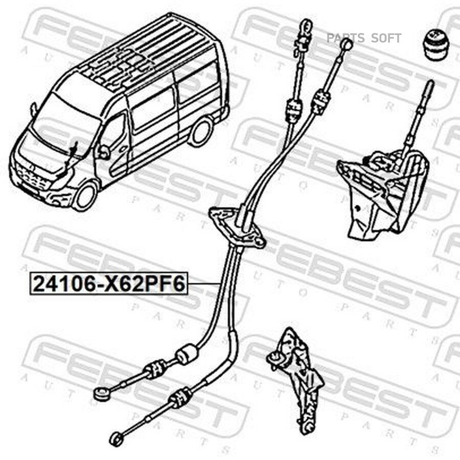 FEBEST 24106X62PF6 FEBEST 24106-X62PF6 трос коробки передач 24106-X62PF6