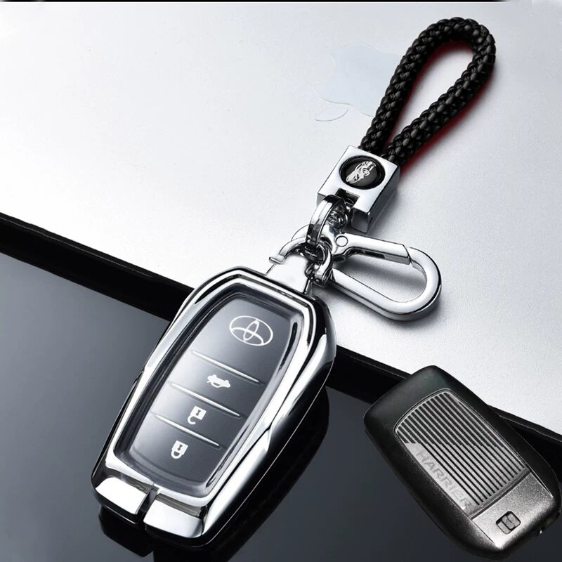 Чехол для ключа RAV4 3-кнопочный, Moonlight Silver с двойным браслетом, подходит для Toyota RAV4 2023