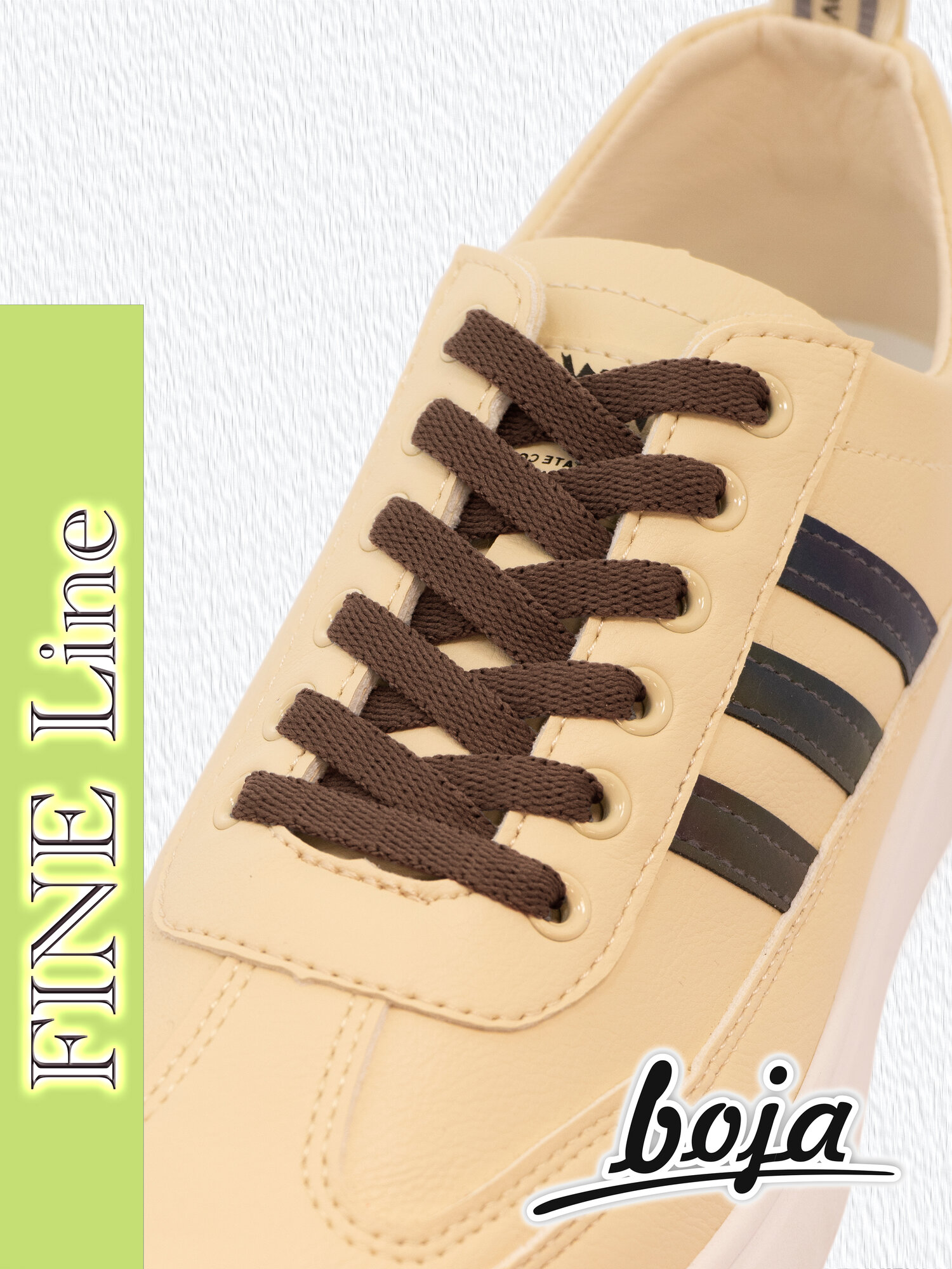 Шнурки для обуви BOJA (FINE), плоские, 100 см, коричневые темные, для кроссовок