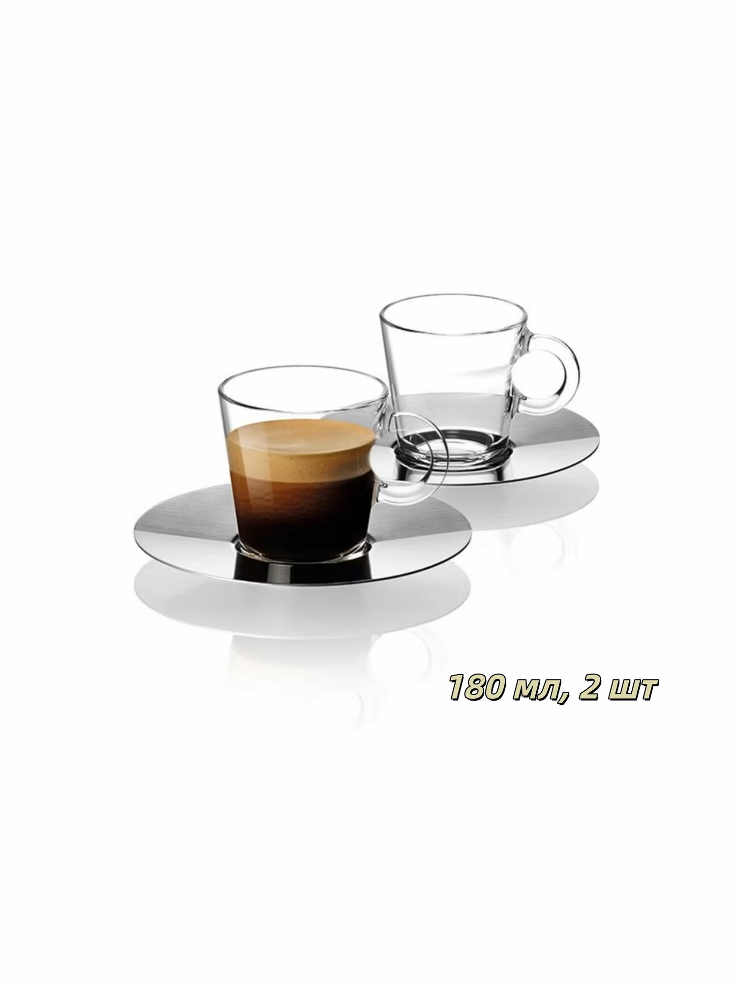 Nespresso Сервиз кофейный 180 мл 2 предм. на 2 перс. прозрачная, для чая и кофе, подходит для дома и сервировки стола