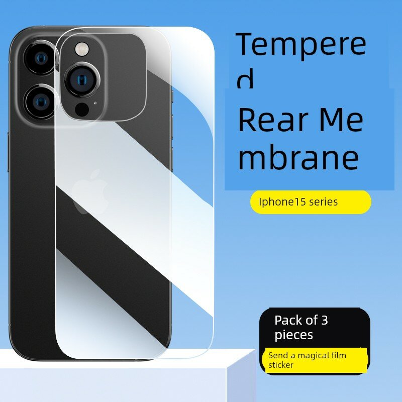 Защитная пленка из закаленного стекла для задней панели iPhone 15 Pro, 3 шт. с защитой от трещин и отпечатков пальцев