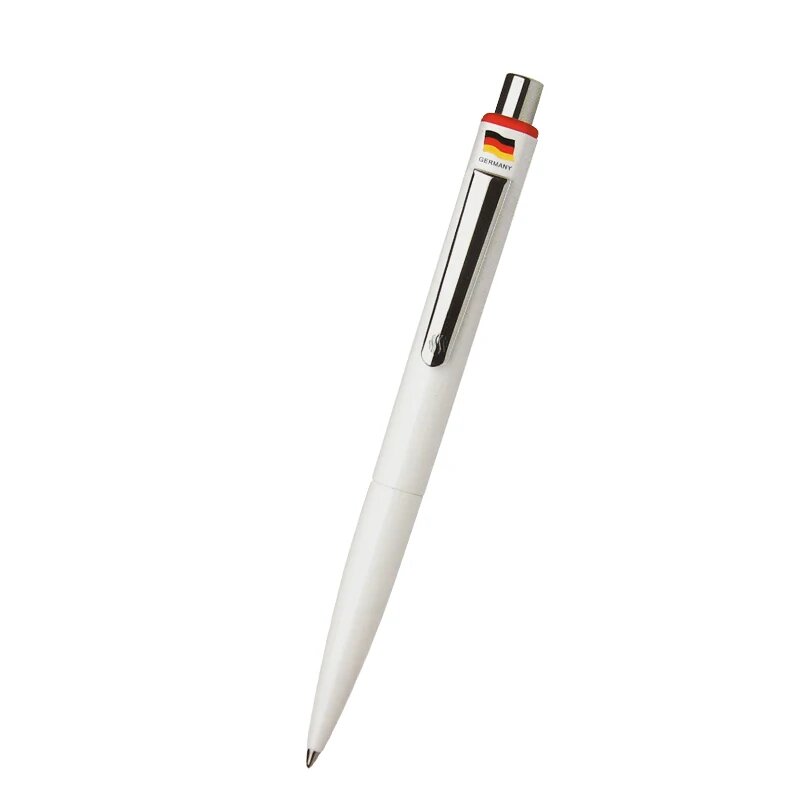 Ручка гелевая Schneider K1, 0,5 мм, белая с черно-красным принтом