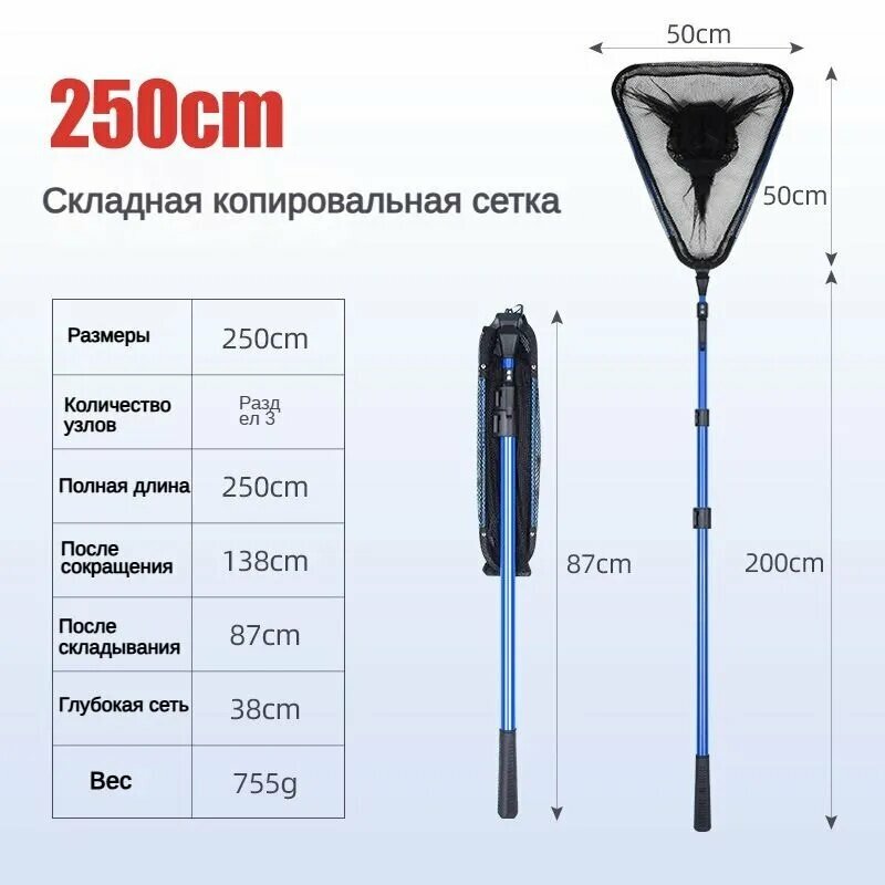 Подсачек, длина: 250 см