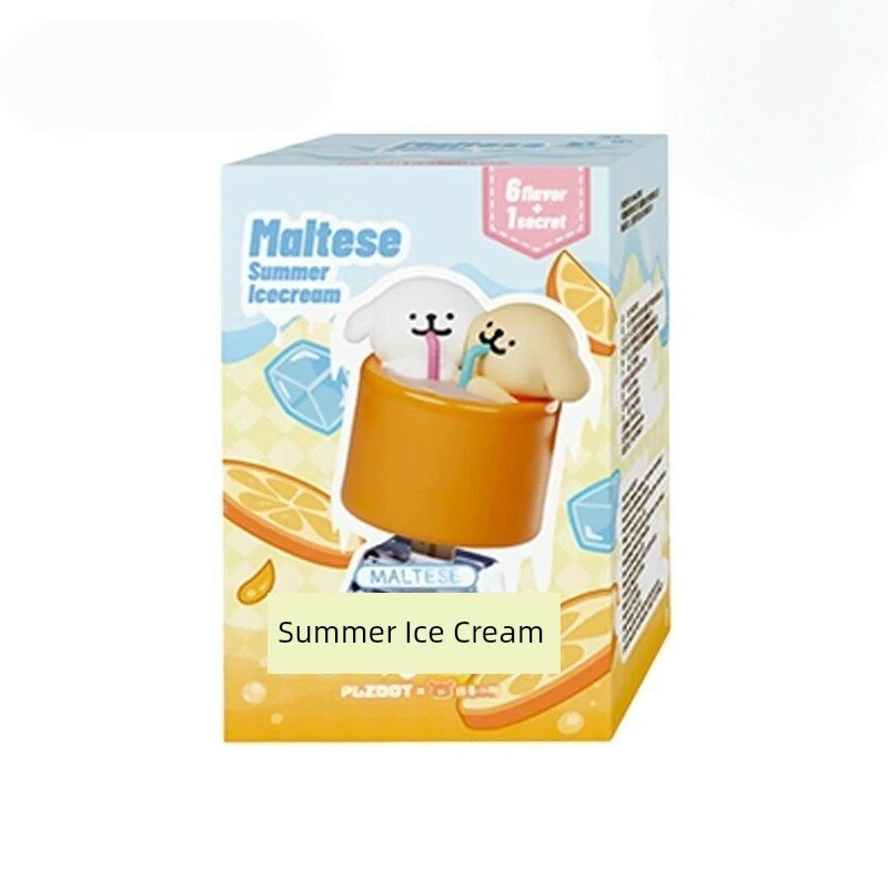 Оригинальная коллекционная фигурка Plzdot Line Art Puppy Summer Ice Cream Blind Box Mini Series, милый сувенир, подарок