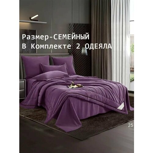 фото Постельное белье с одеялом бархатный сатин - размер семейный, 2 одеяла, 4 наволочки, подарочная сумка candie's