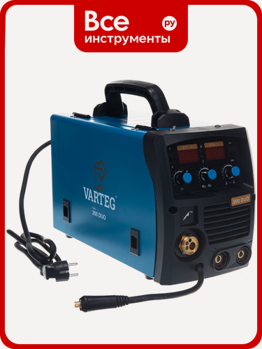 Изображение товара Сварочный полуавтомат Foxweld Varteg 200 DUO 6562: компактный инвертор для MIG/MAG и MMA сварки с цифровым дисплеем и мо