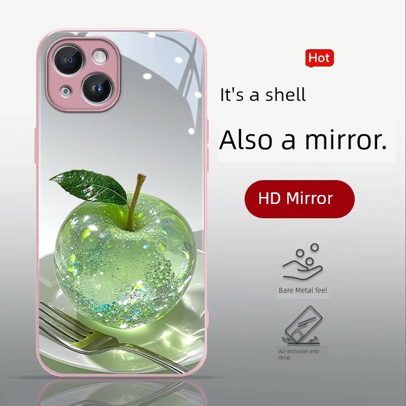 IPhone SE (2nd Gen) зеркальная отделка розовый хрустальный яблоко чехол с металлическим покрытием