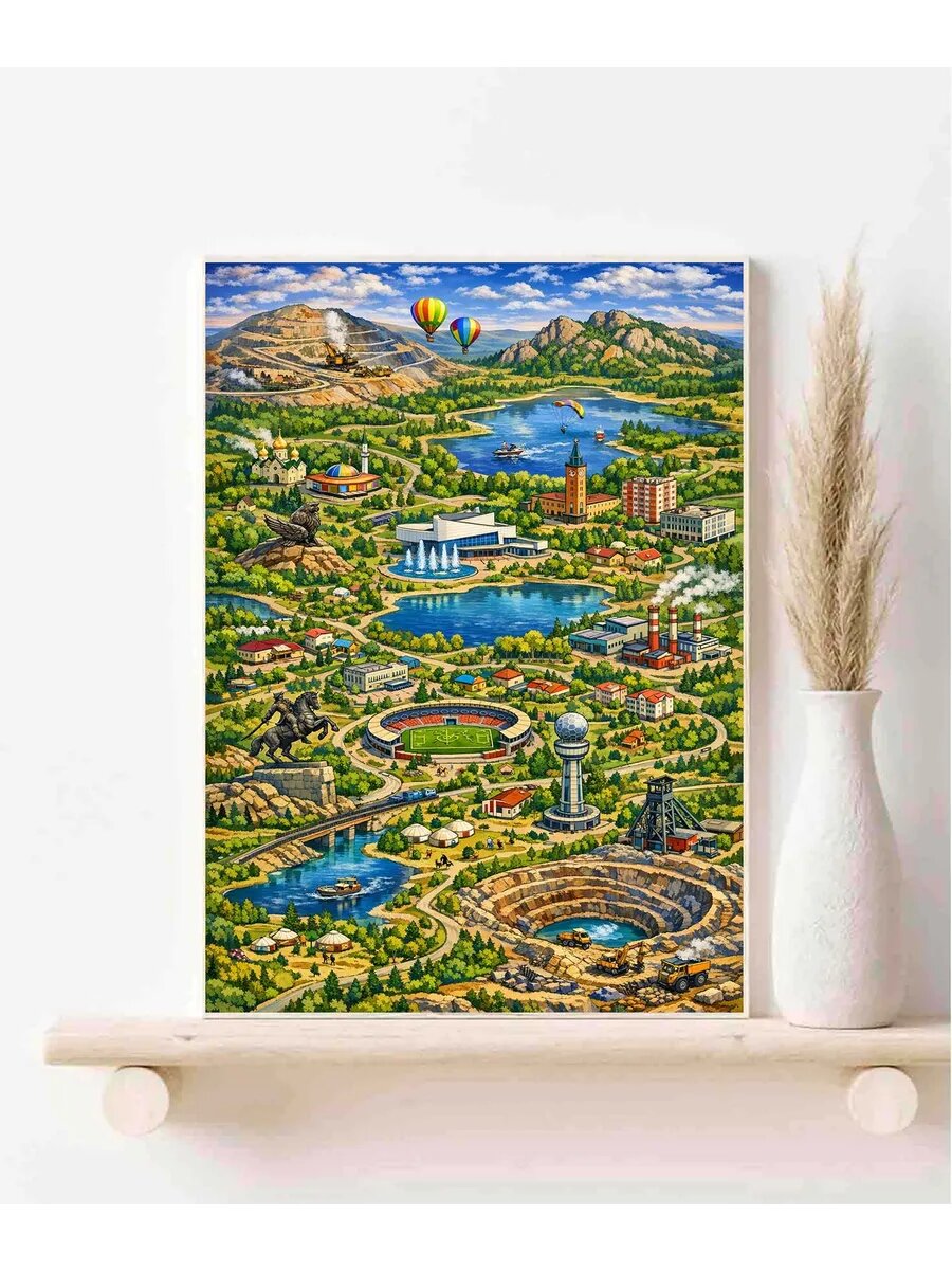 Сибай, Россия, Fantasy Map, Карта, Плакат 30x42см