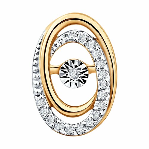 фото Подвеска diamant online, комбинированное золото, 585 проба, бриллиант, размер 1.3 см., прозрачный