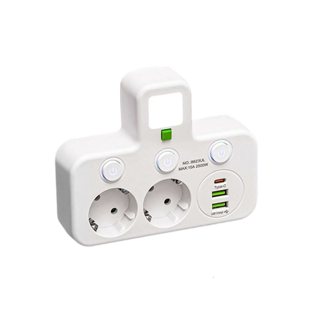 Сетевой фильтр с USB и поворотными розетками, Белый - 1