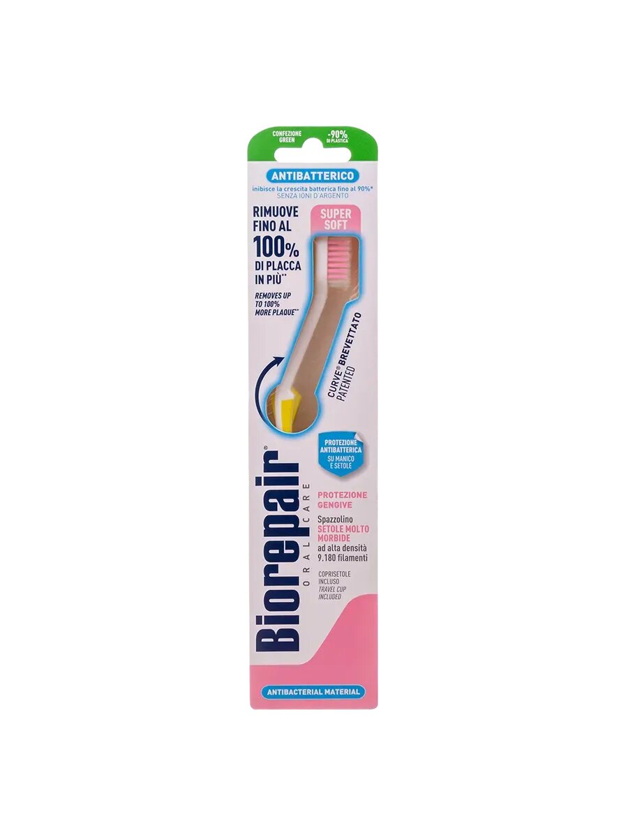 Biorepair Зубная щетка Curve Protezione Gengive изогнутая для комплексной защиты super soft 1 шт