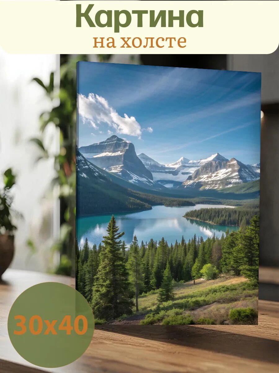 Картина 30х40 Природа Река Горы Эстетика Пейзаж Зелень