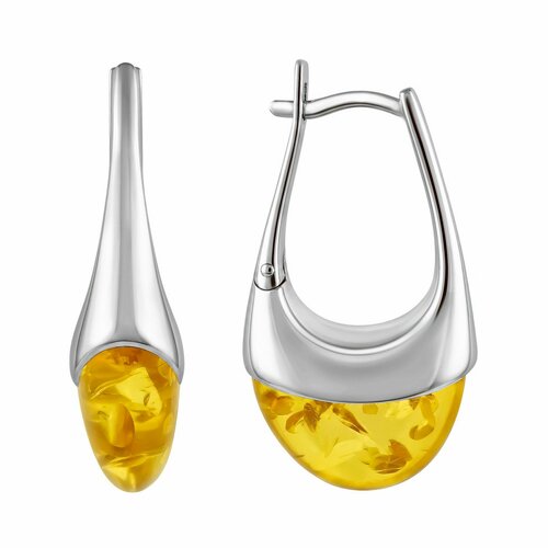 фото Серьги яхонт, серебро, 925 проба, янтарь, , желтый