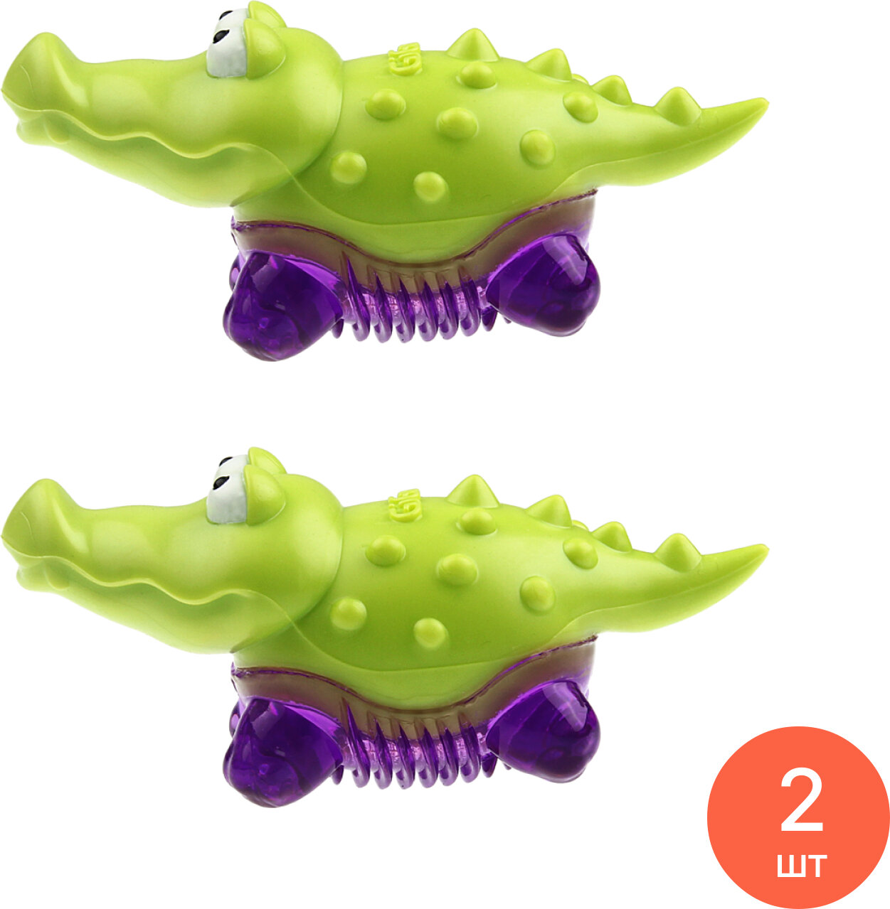 Игрушка для собак GiGwi / ГиГви Suppa Puppa крокодильчик с пищалкой резиновая, размером 10см / зоотовары для животных (комплект из 2 шт)
