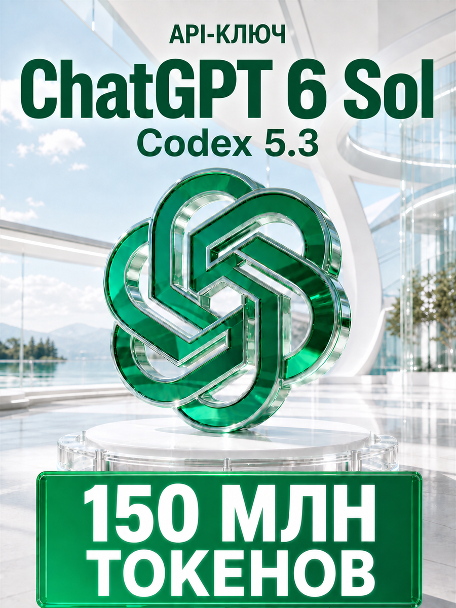 ChatGPT 6 Sol API-ключ 150 МЛН токенов | Официальный API ключ для ChatGPT и Codex 150 млн токенов