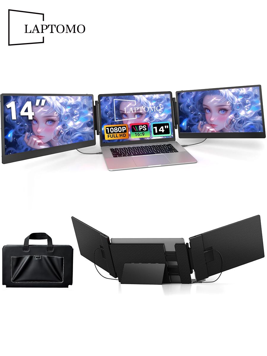 Laptomo 14" Монитор (S3-D), IPS, 1920x1080, 60 Гц, серый металлик, серый