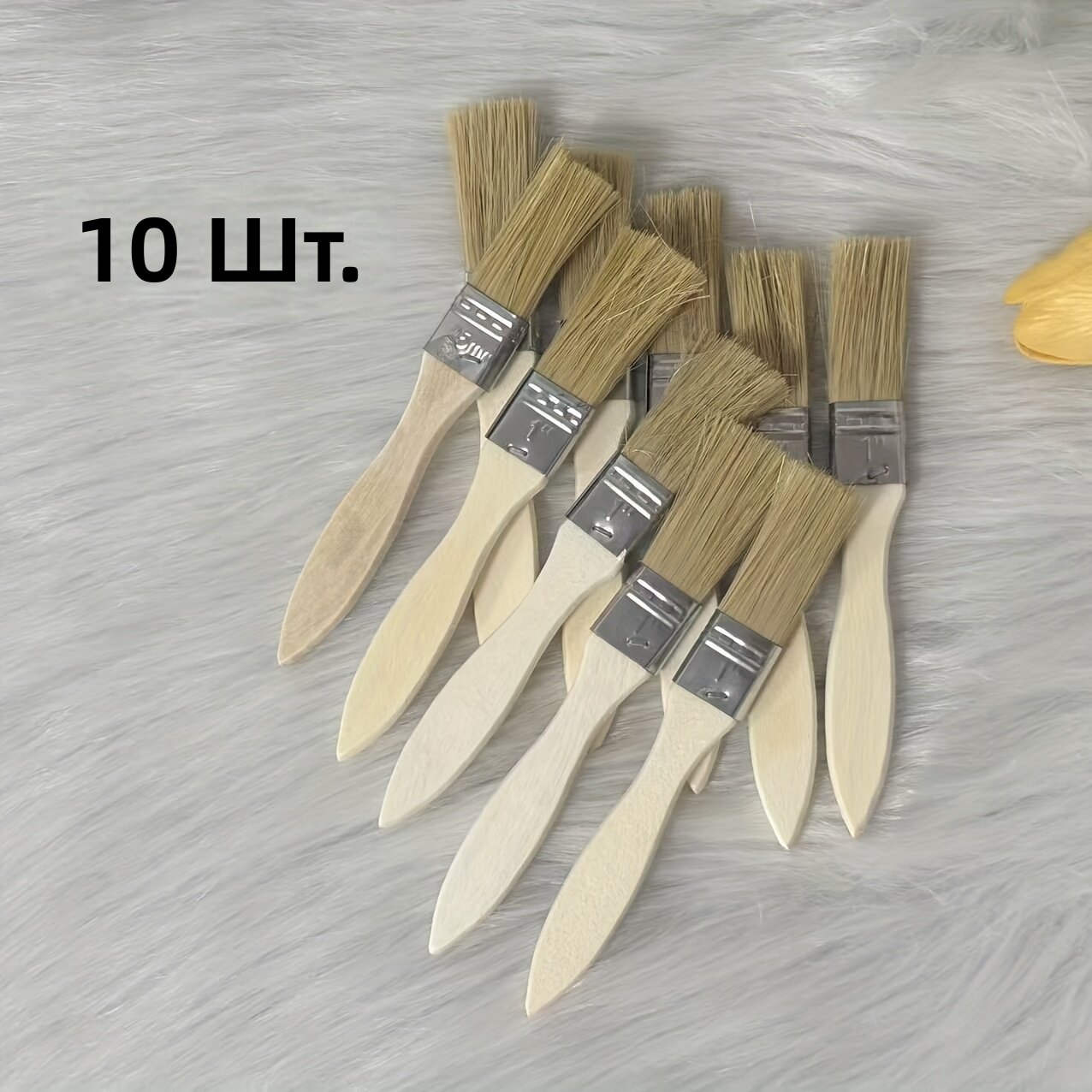 Набор из 10 кистей с натуральной щетиной кабана и деревянной ручкой для рисования, шпатлевания и нанесения клея