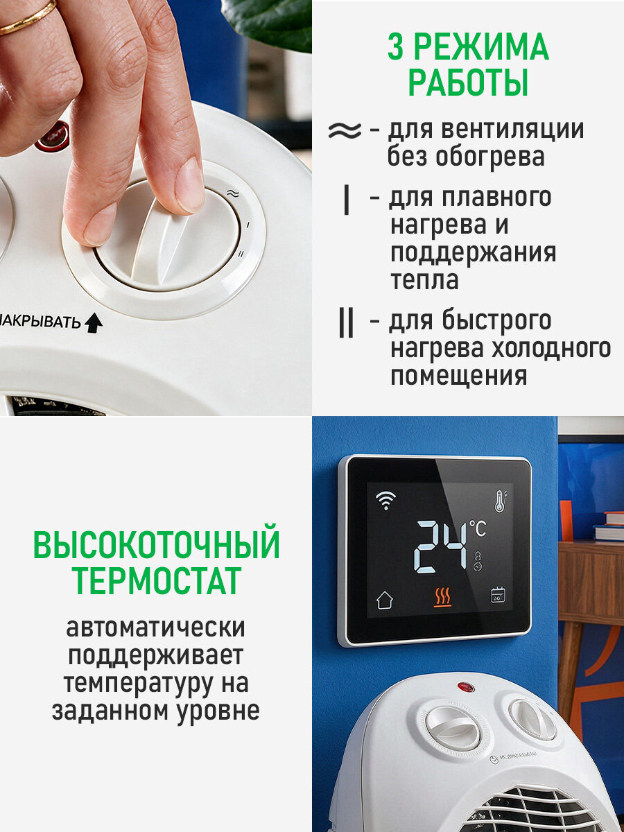 Обогреватель тепловая пушка тепловентилятор MARTA MT-FH2486B белый — фото 1