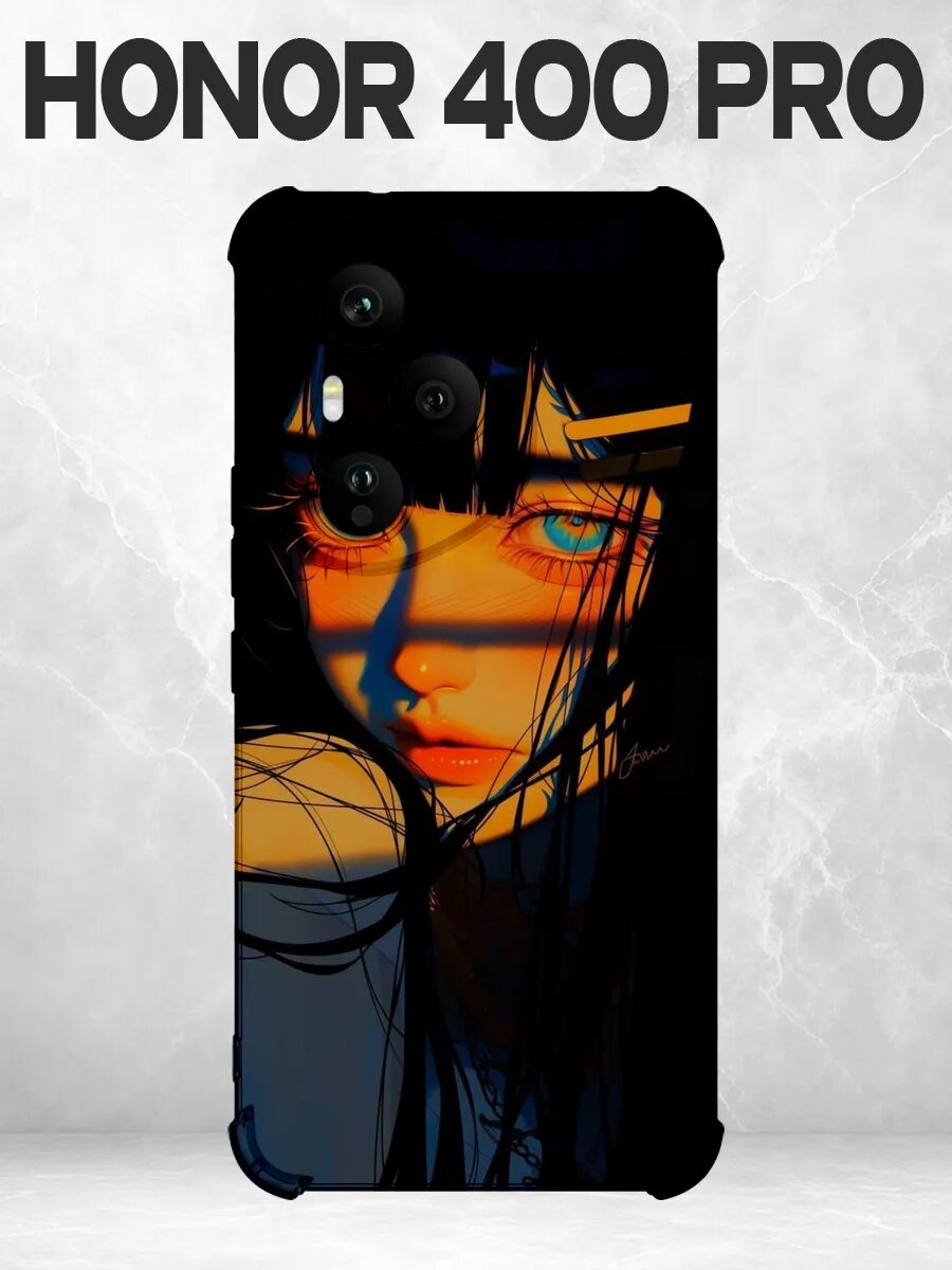 Чехол на Honor 400 Pro с принтом Аниме девушка в оранжевых о
