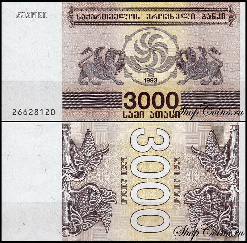 Грузия 3000 лари 1993 (UNC Pick 45)