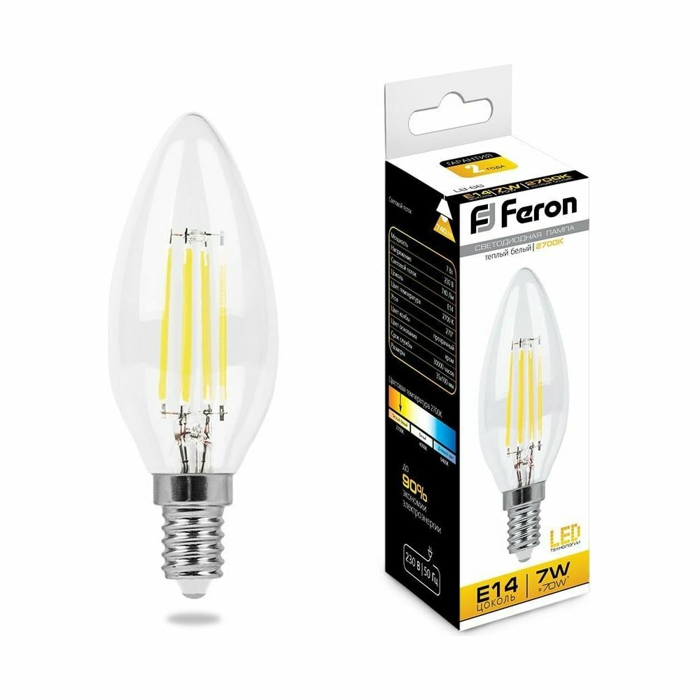 Светодиодная лампа FERON 7W 230V E14 2700K, LB-66 25726