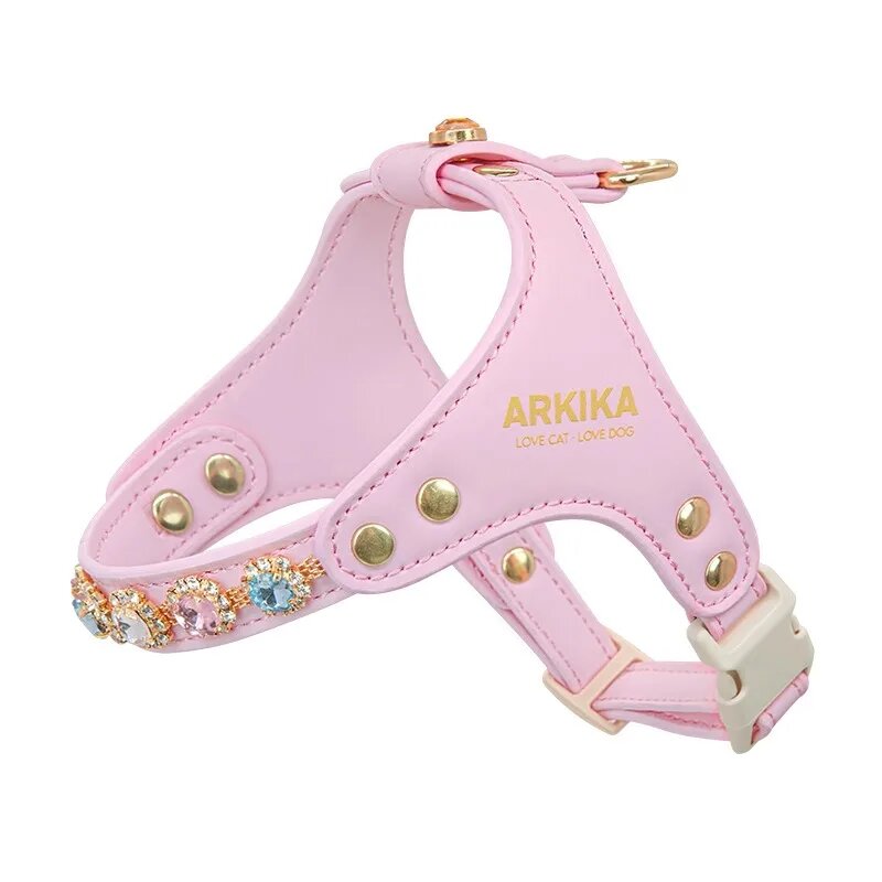 Розовый кожаный поводок для собак Аркика Strap