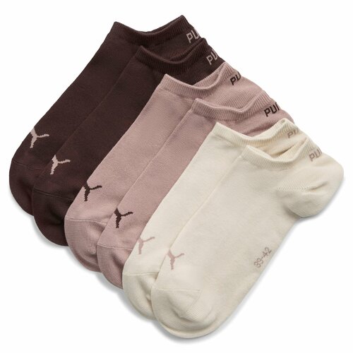 фото Носки puma unisex sneaker plain 3p, комплект, 3 пары, размер 42-45, розовый, коричневый, бежевый