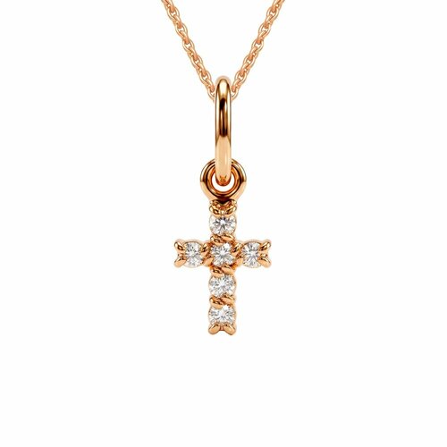фото Крестик 585gold, красное золото, 585 проба, родирование, белый