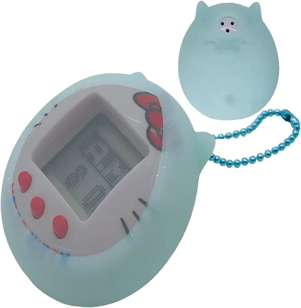 Защитный силиконовый чехол для Тамагочи Hello Kitty 42892/42891 с цветной цепочкой (только ) (синий)