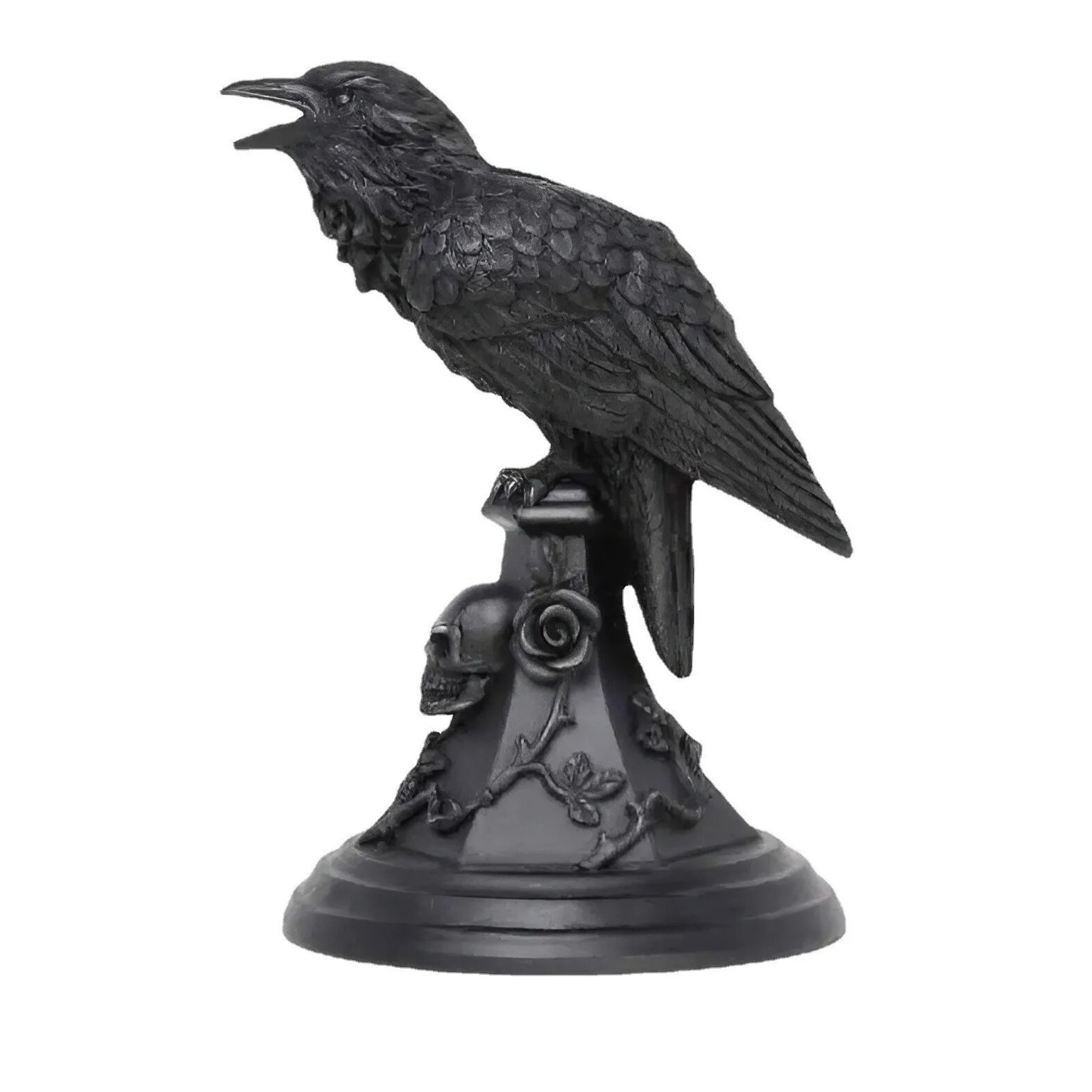 Винтажный подсвечник ворона из смолы crow black