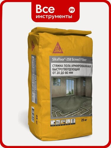 Изображение товара Стяжка армированная фиброй SIKA Floor-258 Screed Fiber от 20 до 80 мм, прочность 25 Мпа 535524