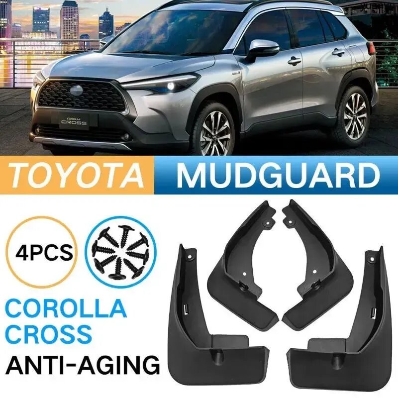 Брызговик для Toyota Corolla Cross 2020, черный пластик, 4 шт.