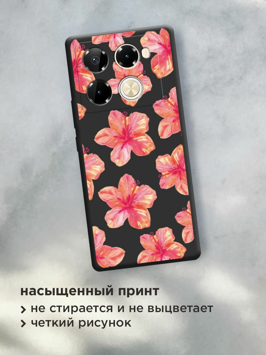 Чехол на Infinix Note 40 Pro 4G/Note 40 Pro Plus / Инфиникс Нот 40 Про 4G/Нот 40 Про Плюс с принтом "Pink flowers 2" — фото 1