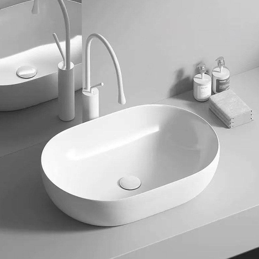 Накладная раковина RGW GS-82 овальная белая санфарфор алмазная глазурь накладная 36x49x135 см