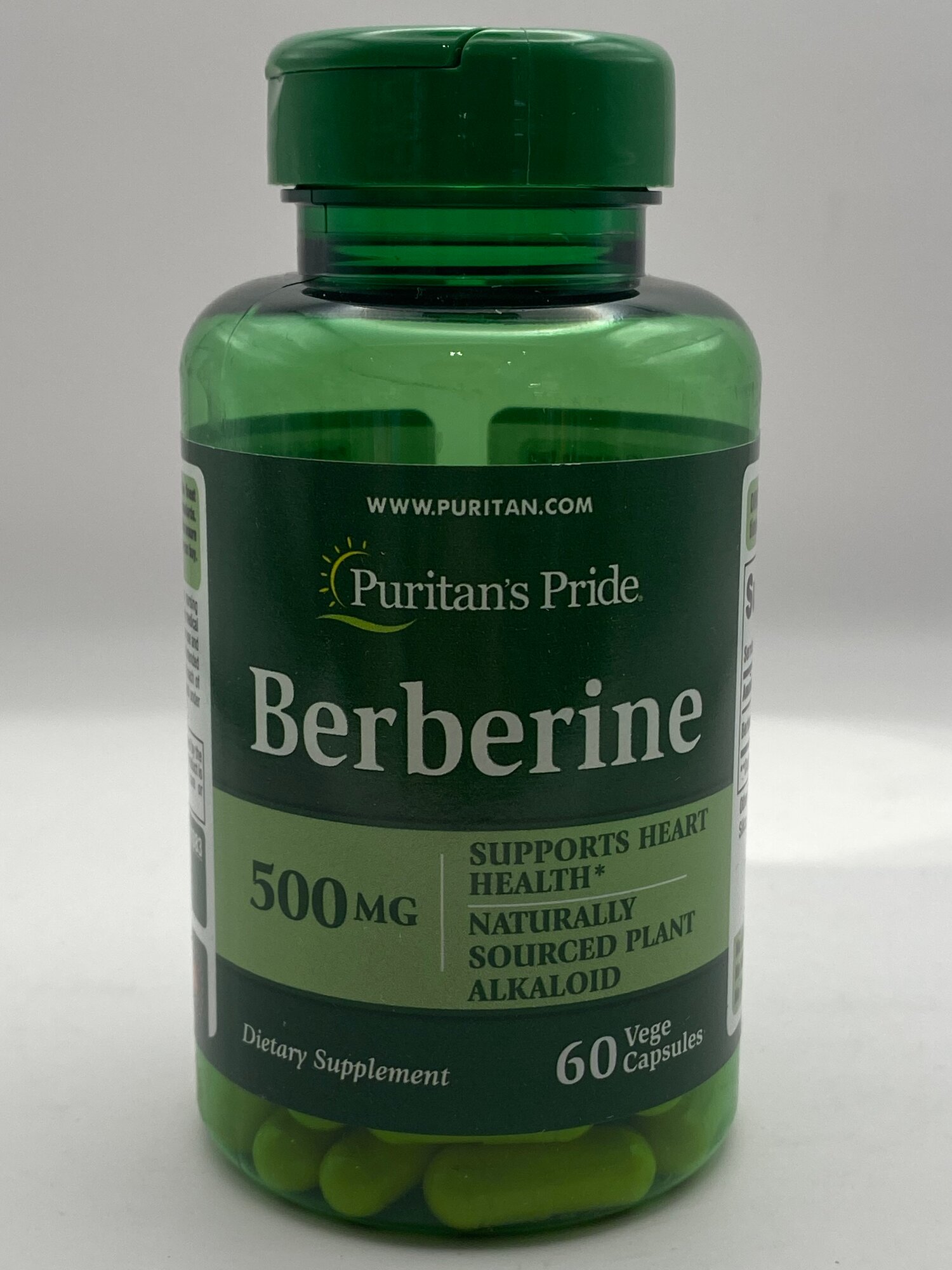 Берберин Puritans Pride Berberine 500 мг, поддержка энергии и тонуса, 60 капсул