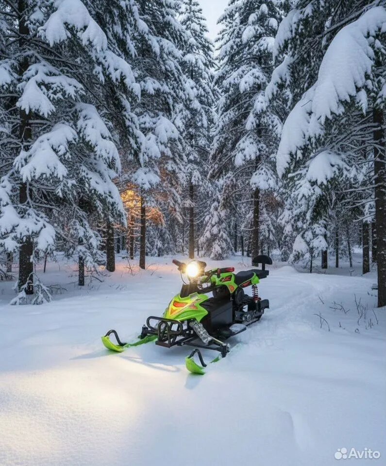 Снегоход электроснегоход 1000Ват детский цвет зеленый 48V 20А