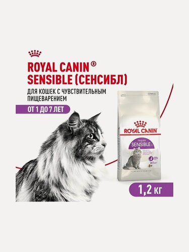Изображение товара Royal Canin Sensible - Сухой корм для кошек с чувствительным пищеварением (1.2 кг)