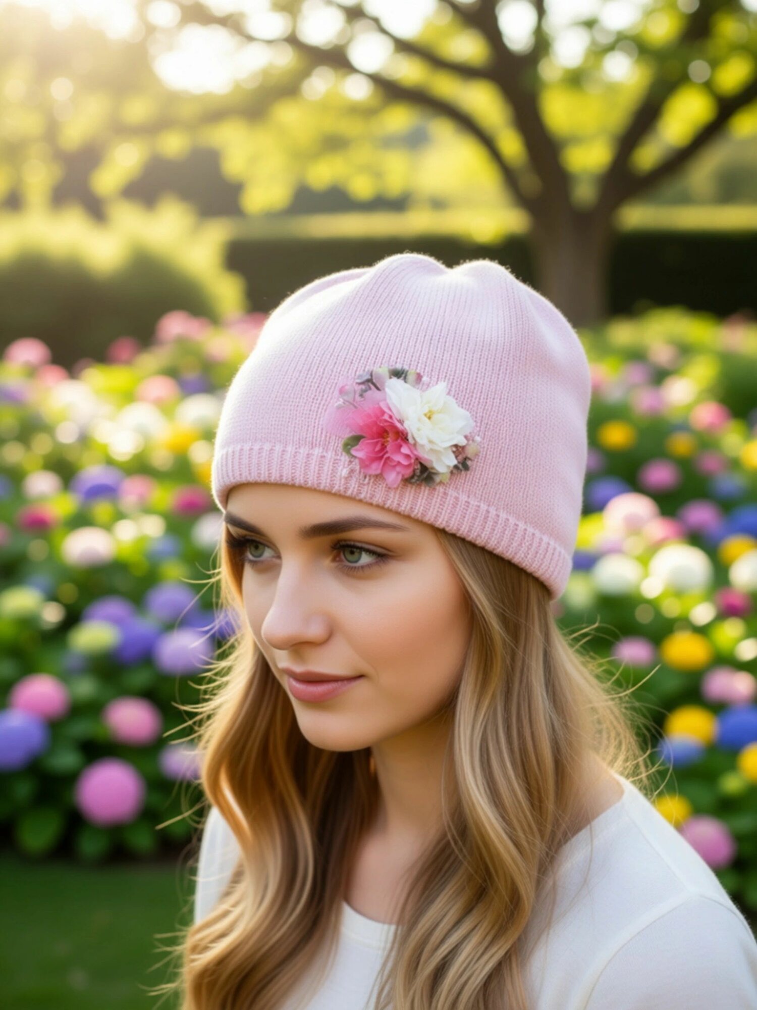 Шапка-бини Андерсен Весна-лето 2024 для девочек, размер 52-54, розовый — фото 1