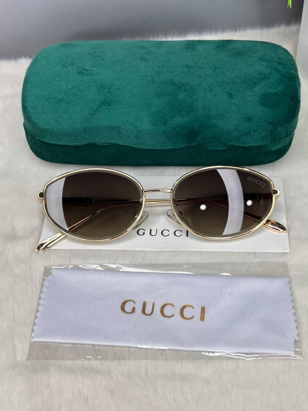 Солнцезащитные очки GUCCI, коричневый — фото 1