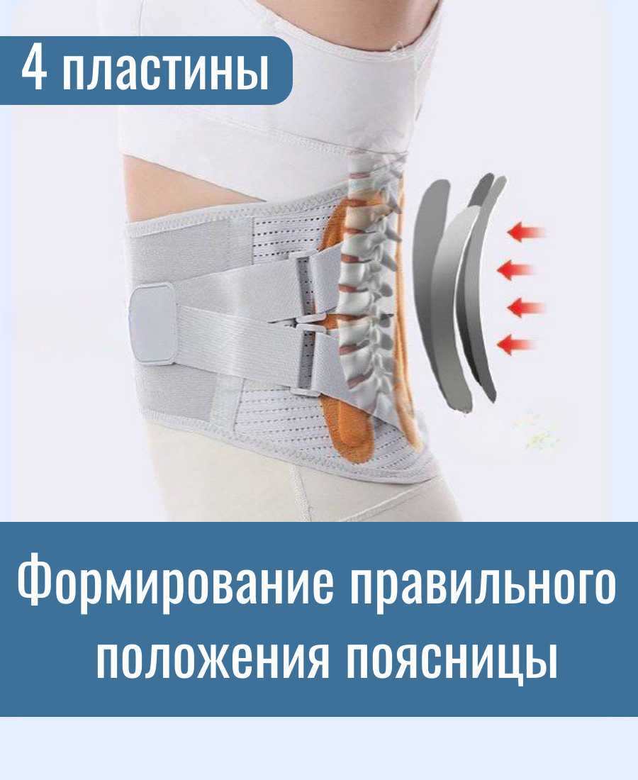 Ортопедический пояснично-крестцовый корсет, полужесткий, металл/текстиль, размер M, серый — фото 1