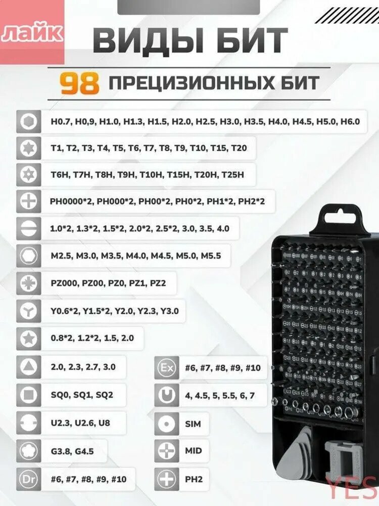 Набор отверток 117 в 1 с 98 сменными битами в кейсе, черный V9M — фото 1