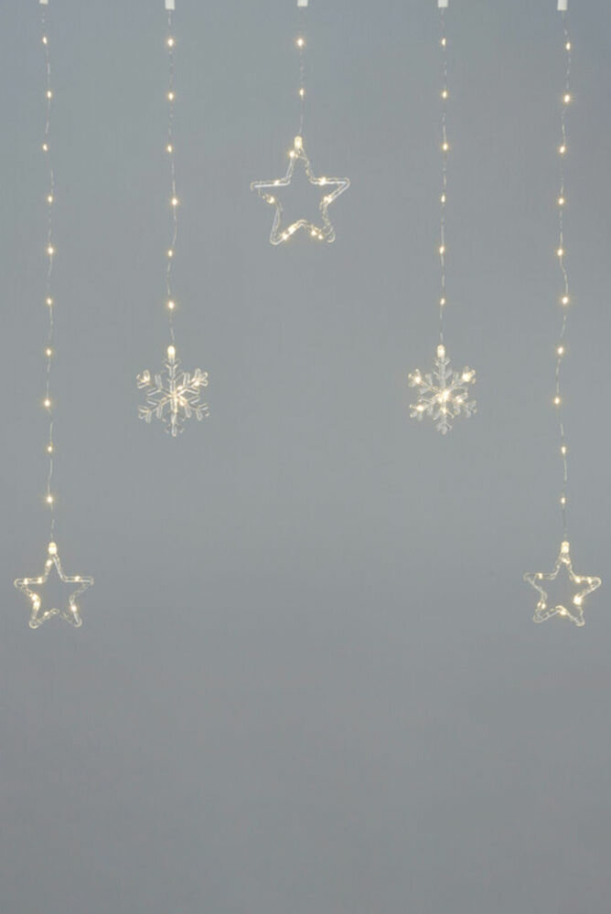 Световой занавес снежно-звёздный ансамбль, 266 тёплых белых микро LED-огней, 2х2+5 м, серебряная проволока, контроллер, таймер, уличный, Koopman International AVX100630