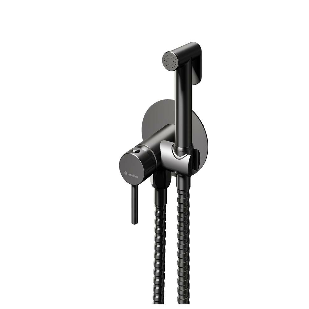 Гигиенический душ со смесителем встраиваемый Knotlor FHS01C1GM, вороненая сталь