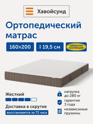 Изображение товара Ортопедический матрас IKEA/Икеа Хавойсунд, независимые пружины, 160х200 см