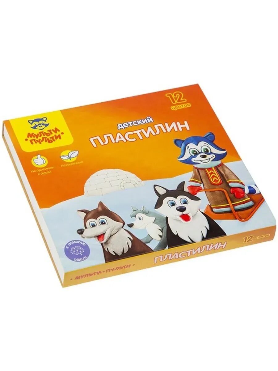 Пластилин «Енот на Аляске», 12 цветов 180 г, стек